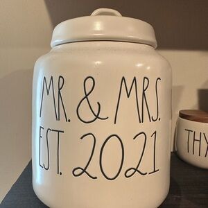 Rae Dunn Cream Ceramic Mr. & Mrs. Jar